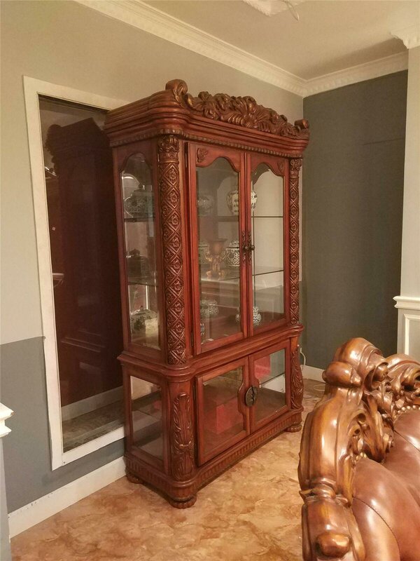 Baroque style made of real wooden living room showcase/cupboard with 4-swing doors