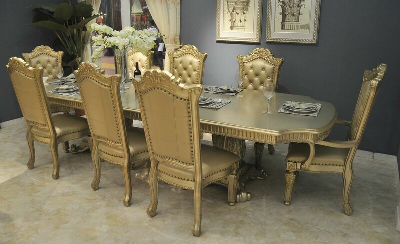 baroque style made of real wooden massive rectangular dining table