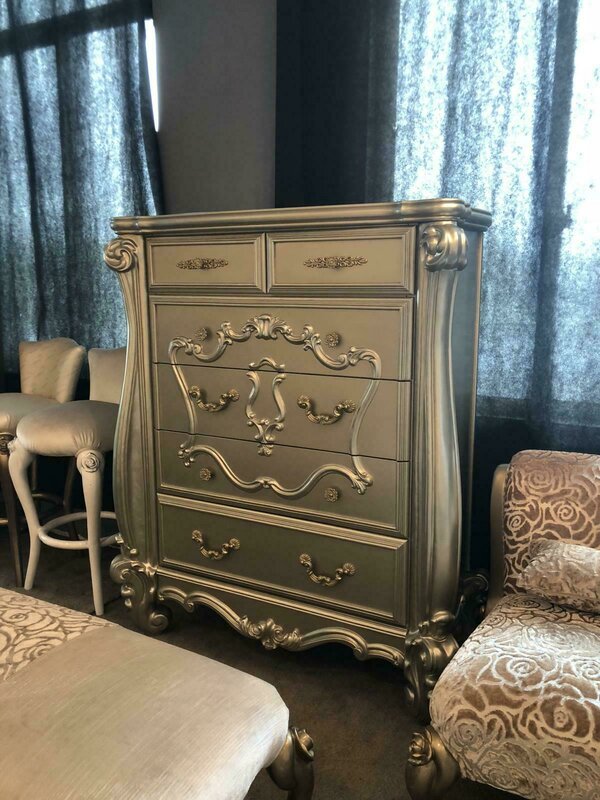 Baroque style made of real wooden massive chest of 6-sliding drawers