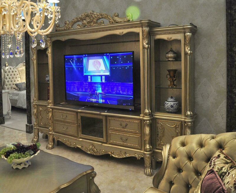 Living room extension media wall TV cabinet wall unit baroque style