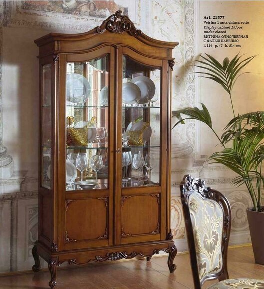 Classy Display Cabinet Antique Style Baroque Rococo Classic Living Room Glass Cabinet Italy