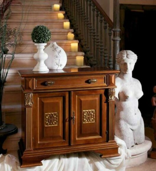 Classic empire style wall unit sideboard with 2-swing doors & a sliding drawers made of real solid wood