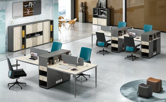 Office furniture Tables Table 4 workstations Desk Call center Wood