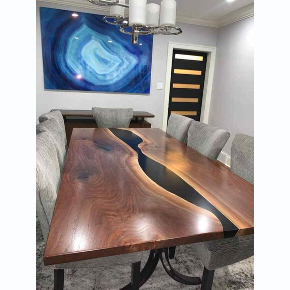 Epoxy Resin Dining Table River Table Real Wood Solid Tables 240x100 River Table New