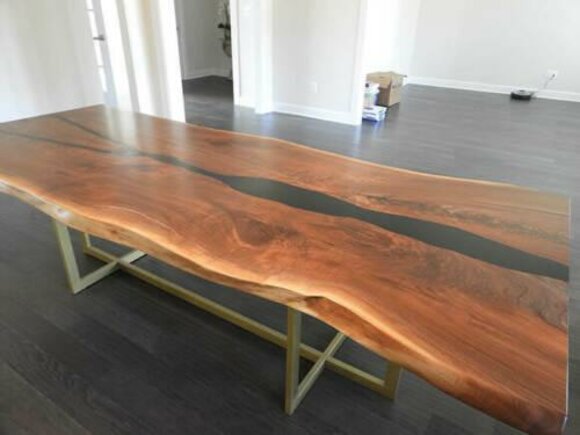 River Table Dining Table Solid Tables 240x100 Epoxy Resin Sea Waterfall