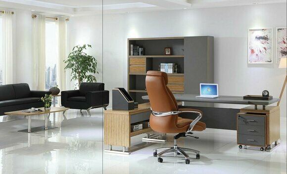 Designer Office Work Room Set Shelf Table Armchair Complete Set Furniture 3pcs New