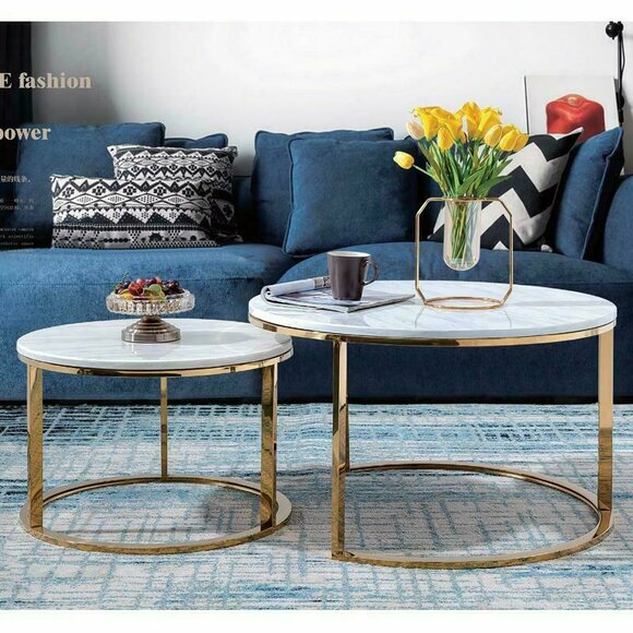 Design Coffee Table Dining Table Living Room Metal + Glass Set New