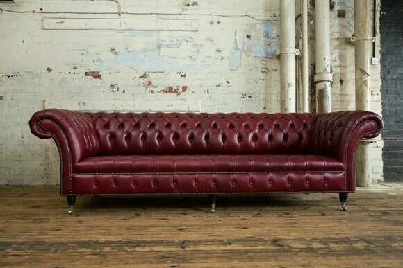 Chesterfield Design Sofa 4 Seater Couch Upholstery Luxury Classic Textile Sofas