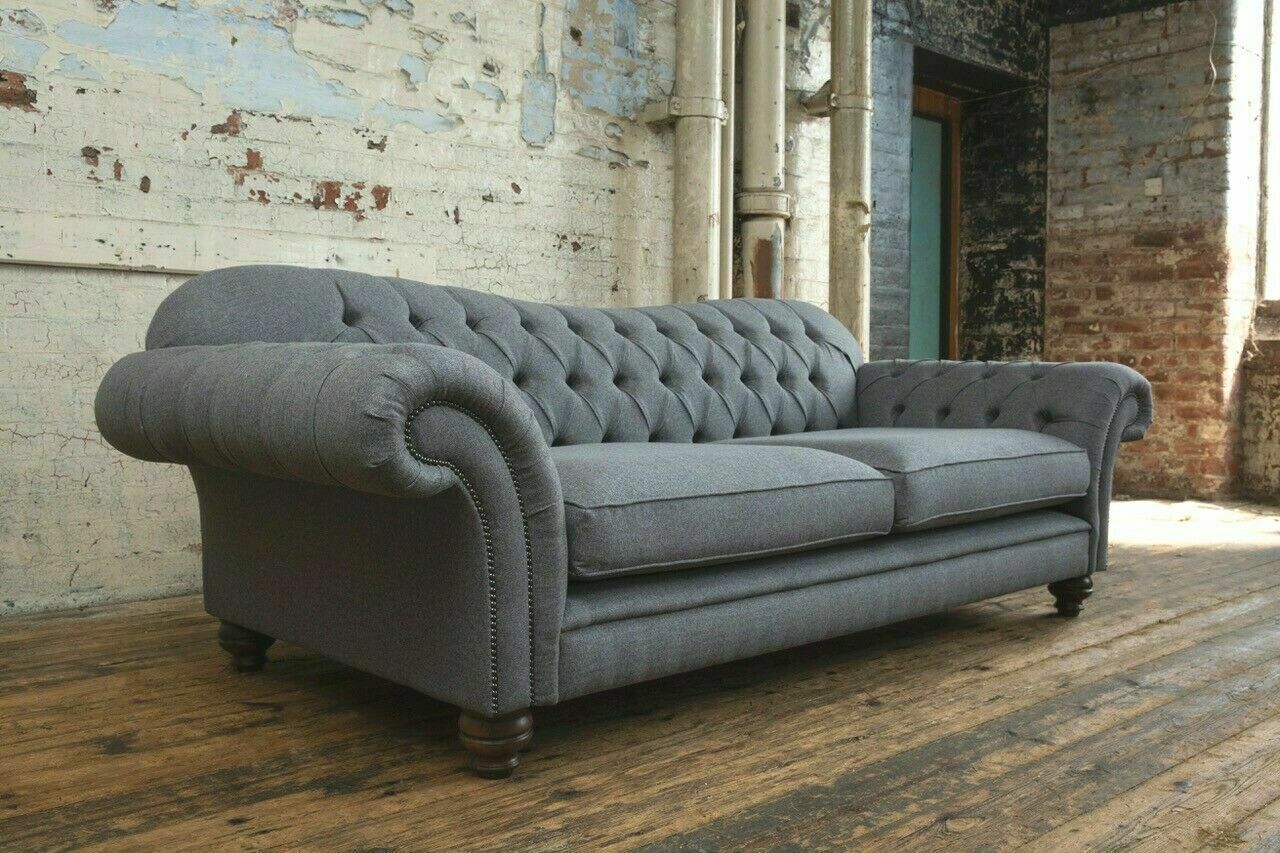 Sofa 4 seater couch design Chesterfield seat set leather textile upholstery new