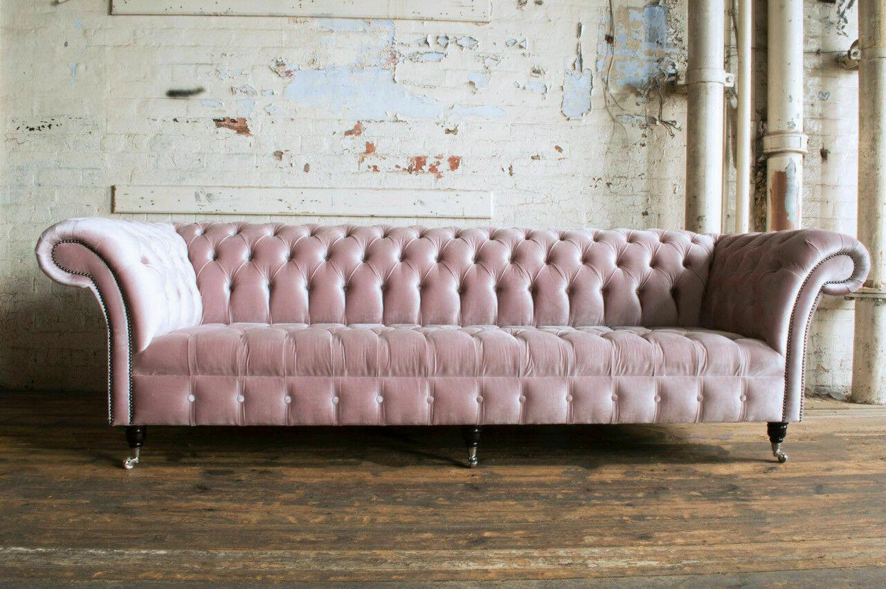 Chesterfield couch xxl big sofa couches velvet leather textile upholstery sofas new pink