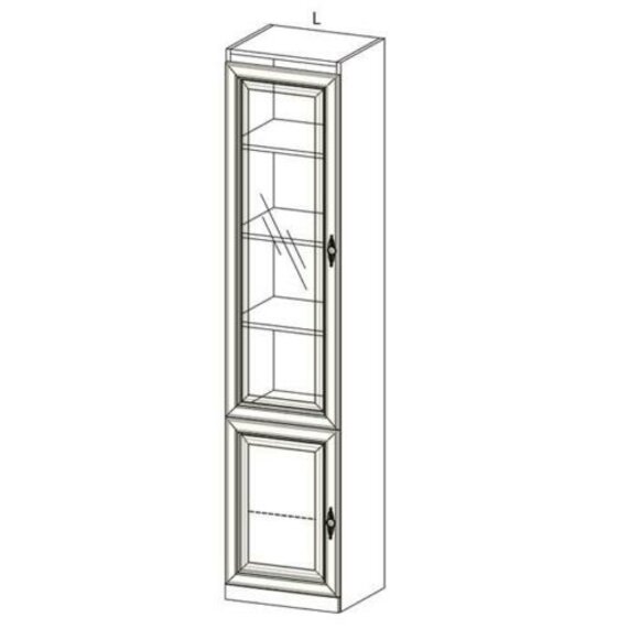 Classic style made of real wooden shocase/cupboard with 2-swing doors & glass shelves, model - ME-4