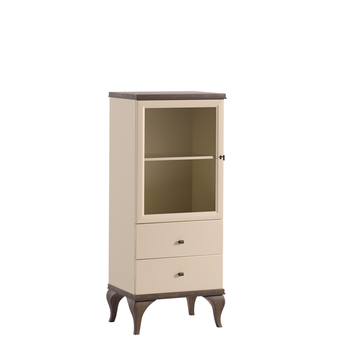 Modern style made of real wooden showcase with a swing doors & 2-sliding drawers, model - LA – KB 1/2