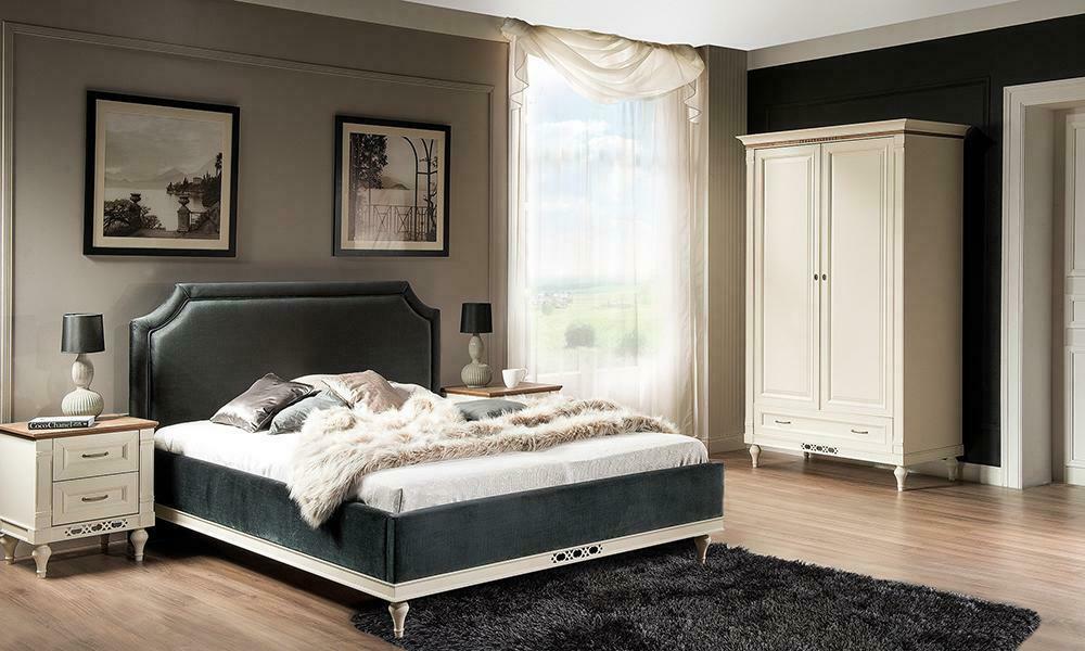 Modern style bedroom double bed textile upholstered 140/160cm - Collection Florence