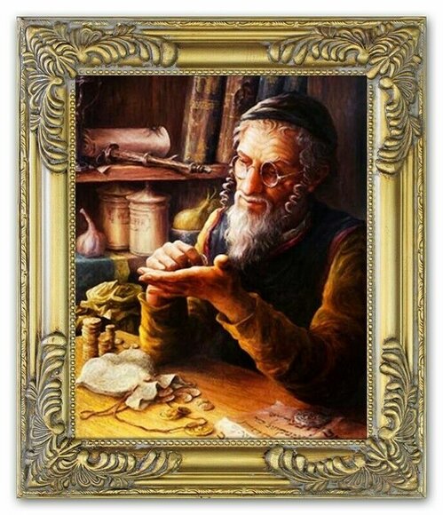 Oil Painting Man With Coins Oil Paintings Paintings Picture Hand Painted Oil with Frame Baroque Art Sofort