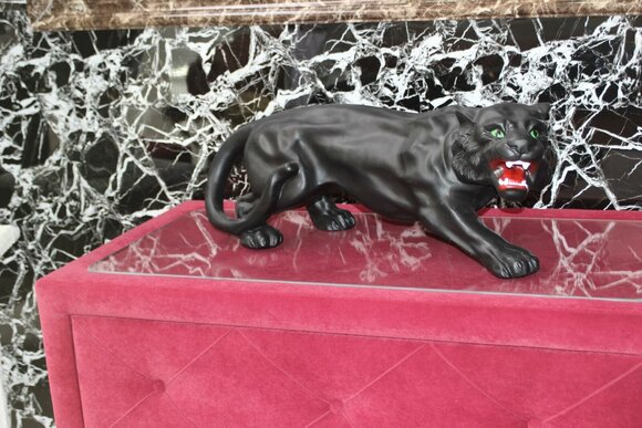 Design Panther Figurine Garden Statue Sculpture Figures Sculptures Decoration Black Sofort