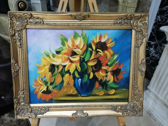 Sunflowers - Flowers Plants Paintings Oil Paintings Oil Painting With Frame Sofort