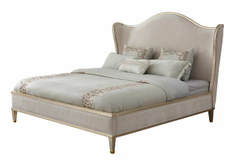 Modern style textile upholstered massive marriage double bed made of real wooden frame model - MK2038