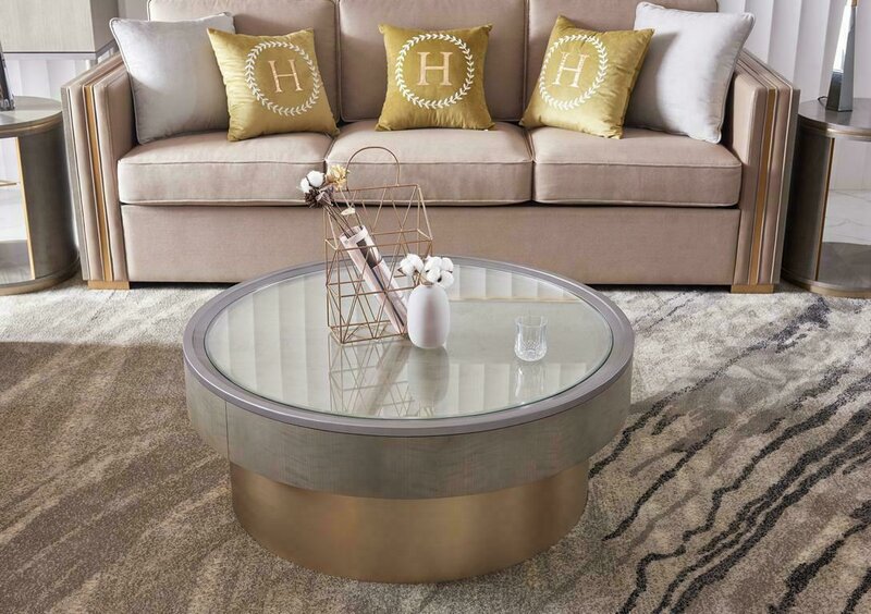 Round Design Coffee Table Glass Round Side Tables Round Sofa Luxury Table