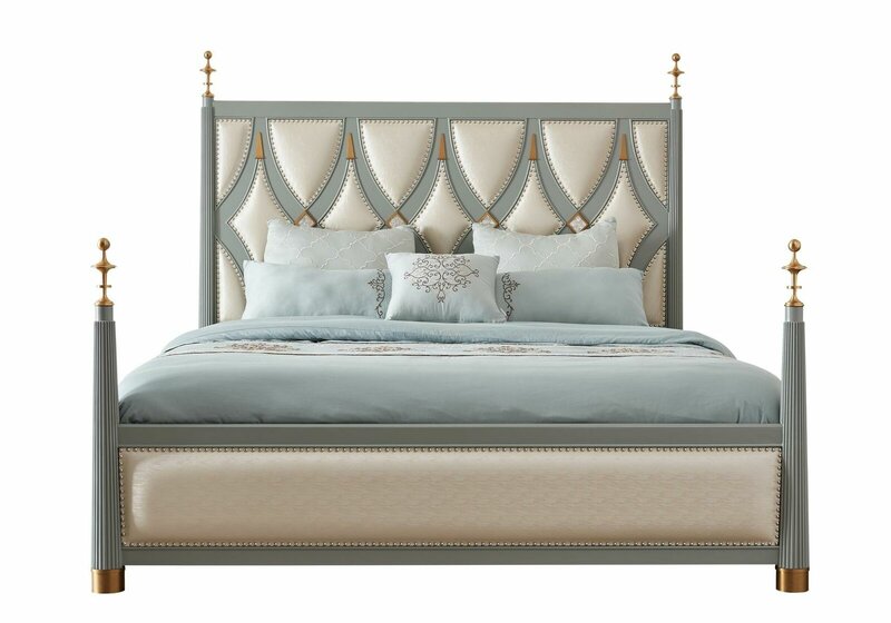 Classic royal style massive marriage double bed with stainless steel 180x200cm size, model - MK1901-B