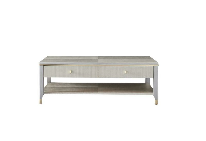 Modern style made of real wooden rectangular coffee table with 2-sliding drawers, italian furniture