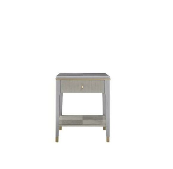 Modern style made of real wooden 2-level bedside table with a sliding drawer, Italian furniture model - MH2744-B