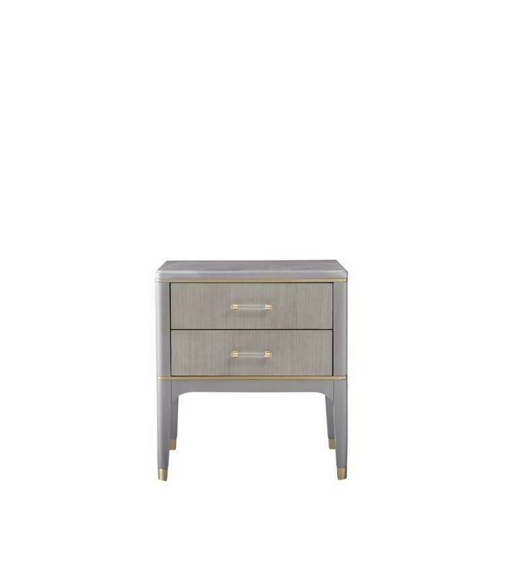 Modern style made of real wooden compact bedside table with 2-sliding drawers