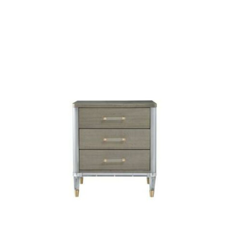 Modern style made of real wooden bedside table with 3-sliding drawers, italian furniture model - MH2708B