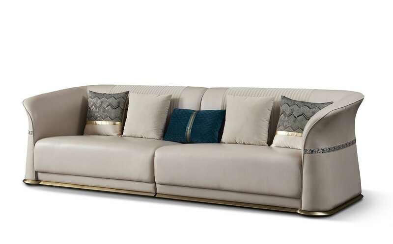 Modern style luxury 3-seater sofa made of stainless steel for living room