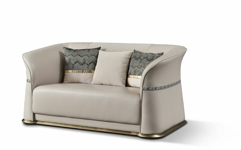 Leather 2-seater sofa made of stainless steel luxuy design for living room