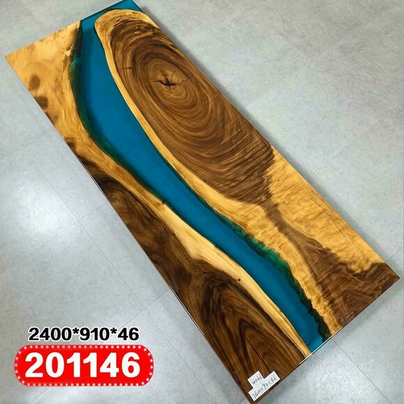 Real Wood Waterfall Table Epoxy Resin Dining Table Solid Furniture New