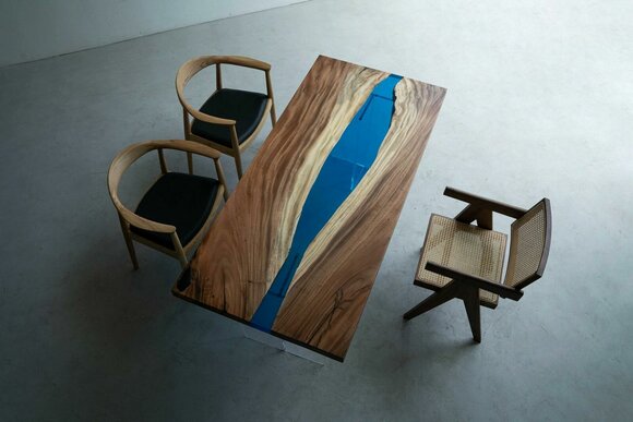 Dining Table River Table Solid Tables 185x85cm River Table Epoxy Sea Waterfall