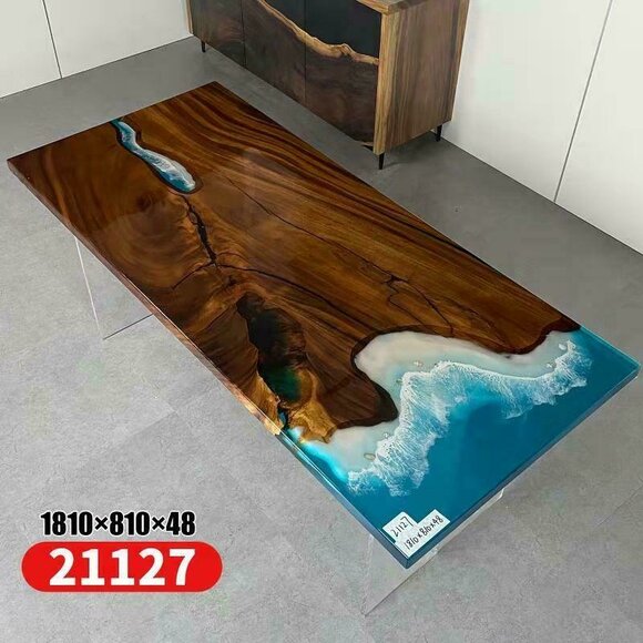 Dining Table River Table Real Wood River Table 181x81cm Solid Tables Epoxy Resin