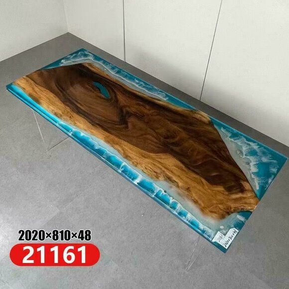 River Table Dining Table Solid Tables 202x81 Epoxy Sea Waterfall