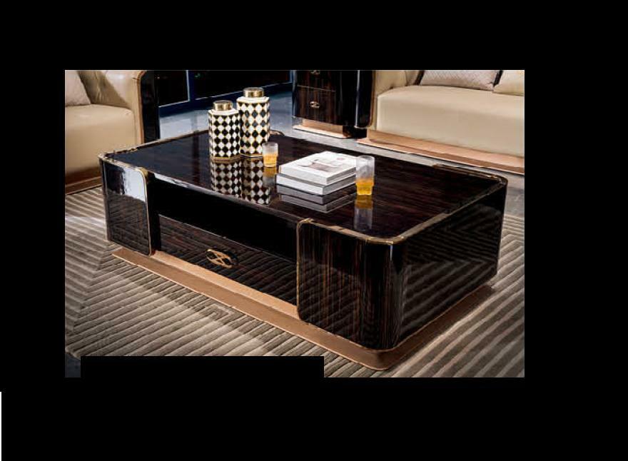 Modern style made of real wooden rectangular gloss coffee table with a sliding drawer