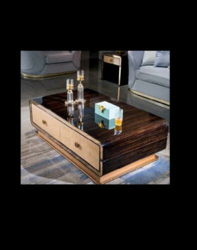 Modern style made of real wooden gloss coffee table with 2-sliding drawers