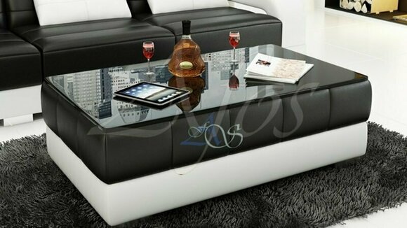 Designer Coffee Table Upholstery Table Leather Glass Modern Tables Glass Tables NEW SB26