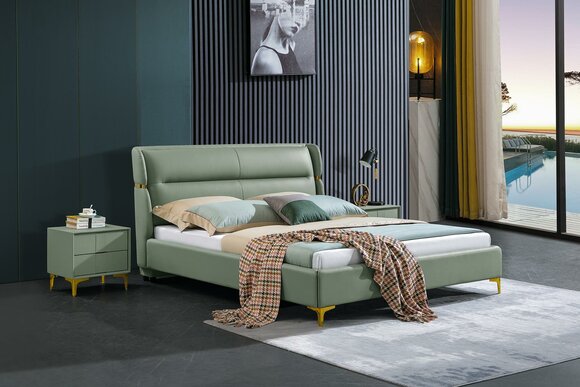 Bed upholstery design luxury double hotel beds sleeping room luxury green 180x200cm