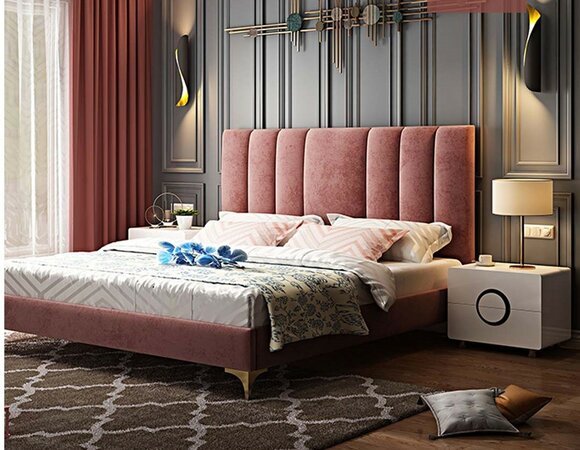 Luxury bedroom furniture 3 pieces. Complete set bed 2x bedside tables Modern design.