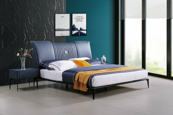 Bed upholstery design luxury double hotel beds marriage sleeping room leather 180x200cm