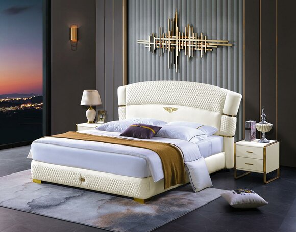 Wood Design Bed Double Luxury Marriage Modern Hotel Frame Sleep Room Beds.