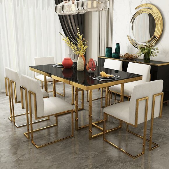 Dining Table Stainless Steel Dining Room Living Room Wood Design Luxury Modern