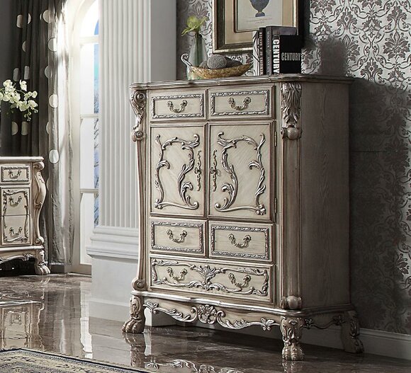 Baroque Chest of Drawers Luxury Chests of Drawers Shelf Console Furniture Silver Shelves