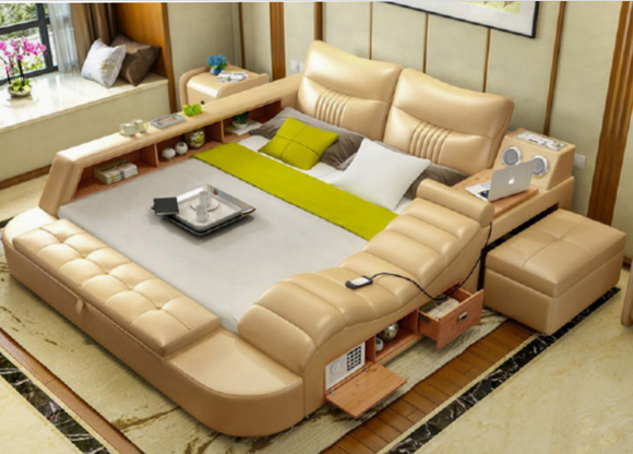 Bed Multifunction - Safe - Heat Lounger USB Sound Hotel Beds Leather