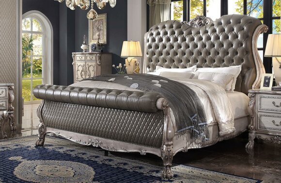 Bed double beds hotel 180x200 Italian furniture luxury baroque bedroom