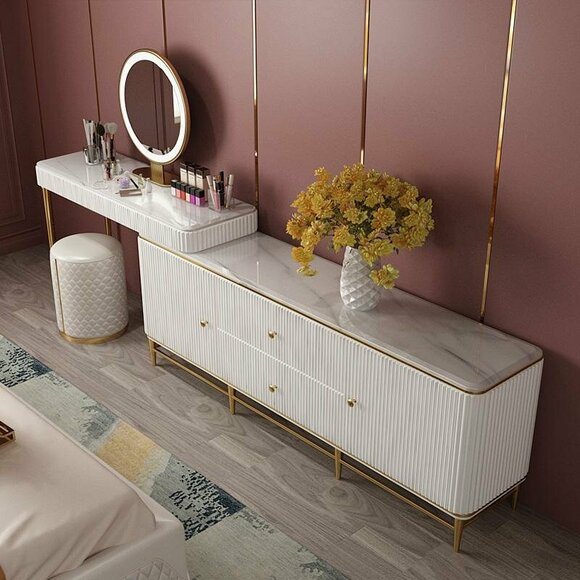 Dressing Table Mirror Luxury Console Dresser Bedroom Tables Bedroom Premium Furniture Stainless Steel