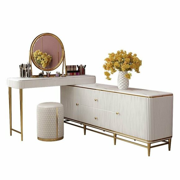 Dressing Table Mirror Stool Complete Chest of Drawers Bedroom Modern Furniture Console