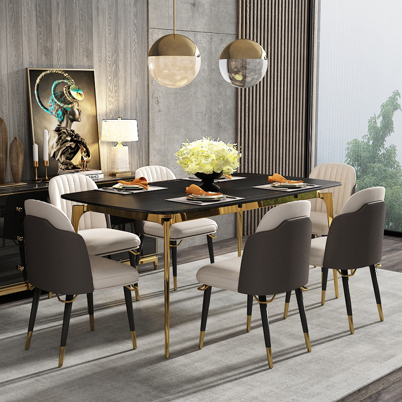 Design dining table set table 6x chairs armchair dining room set new