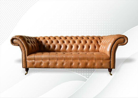 Chesterfield Design Luxury Upholstery Sofa Couch Seat Set Leather Textile 225cm