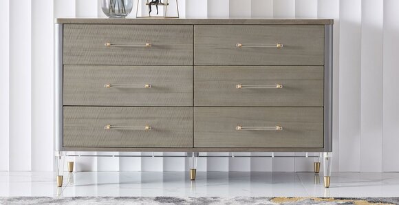 Design Dresser 6 Drawers Sideboard Lowboard Cabinet Sideboard in Brown New