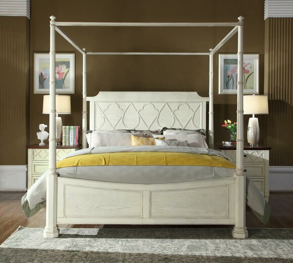 Bed 2x bedside table 3 piece bedroom set modern luxury bedroom canopy bed